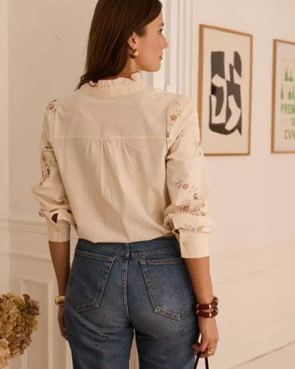 Savannah Embroidered Blouse - Beige