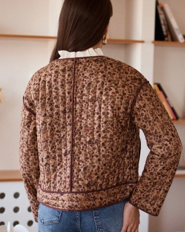 Millie Floral Quilted Jacket - Taupe