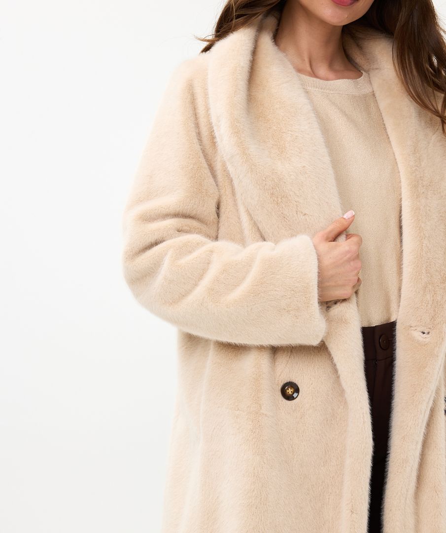 EsQualo - Longline Fur Jacket - Sand