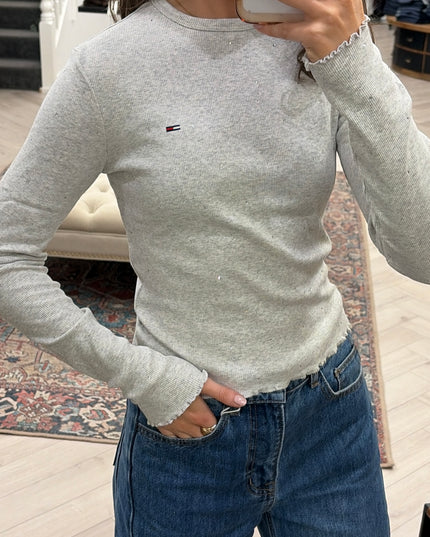 Party Rib Long Sleeve T-Shirt - Ice Heather Grey