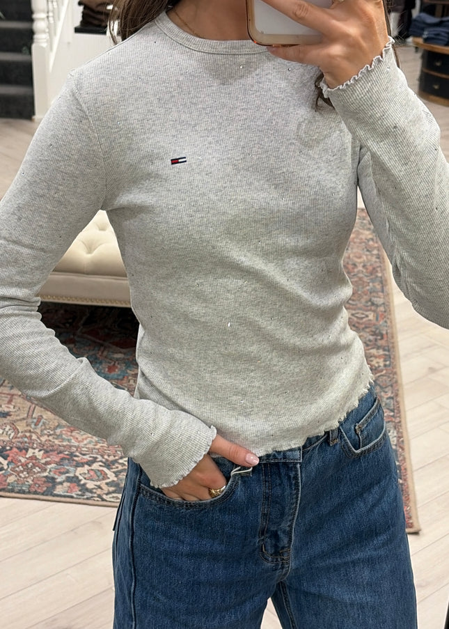 Party Rib Long Sleeve T-Shirt - Ice Heather Grey