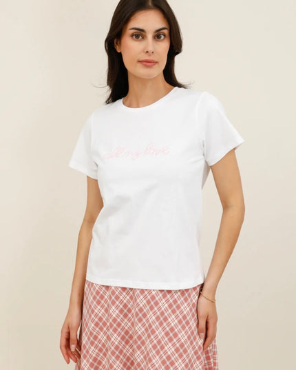 Jayne “All my love” Beaded T-Shirt - Pink