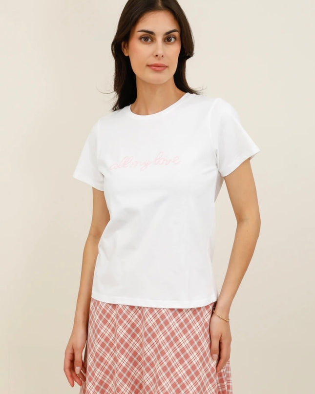 Jayne “All my love” Beaded T-Shirt - Pink