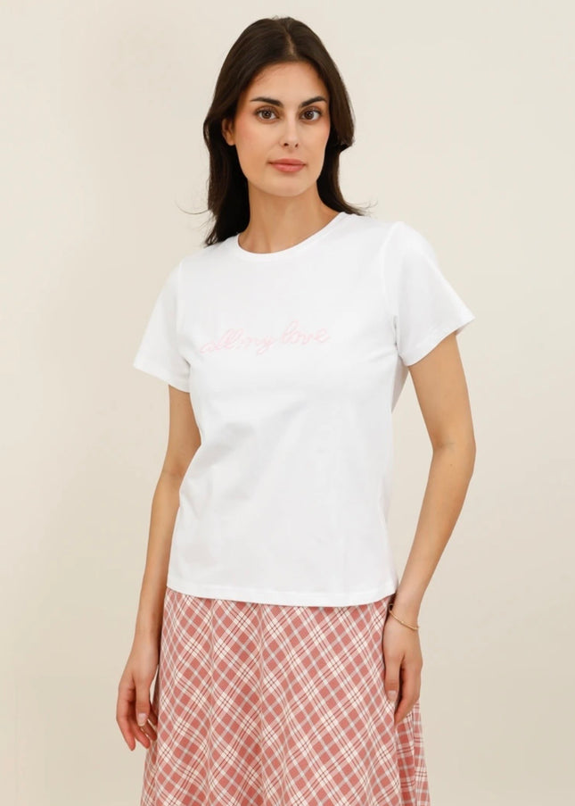 Jayne “All my love” Beaded T-Shirt - Pink