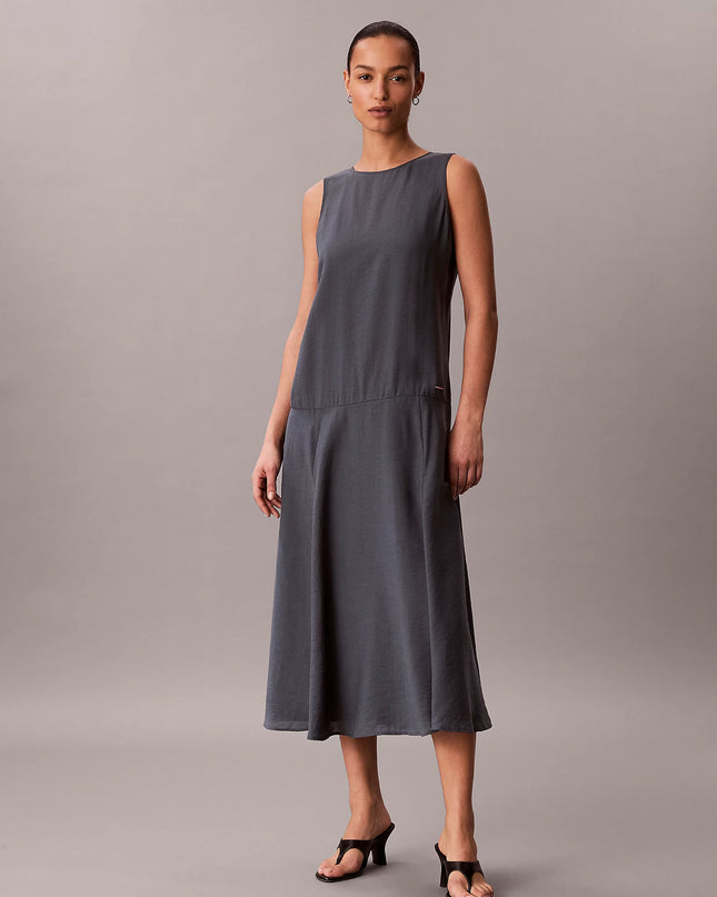 Voile A-Line Maxi Dress - Biloxi Blue