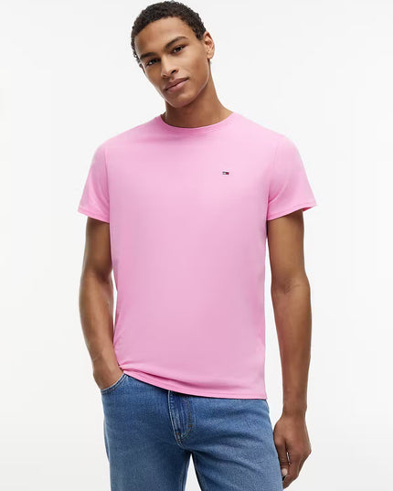 Tommy Jeans Flag Extra Slim Jersey T-Shirt - Pink Daisy