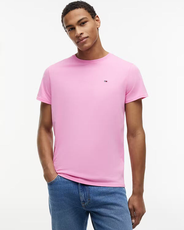 Tommy Jeans Flag Extra Slim Jersey T-Shirt - Pink Daisy