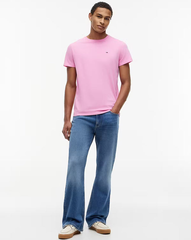 Tommy Jeans Flag Extra Slim Jersey T-Shirt - Pink Daisy