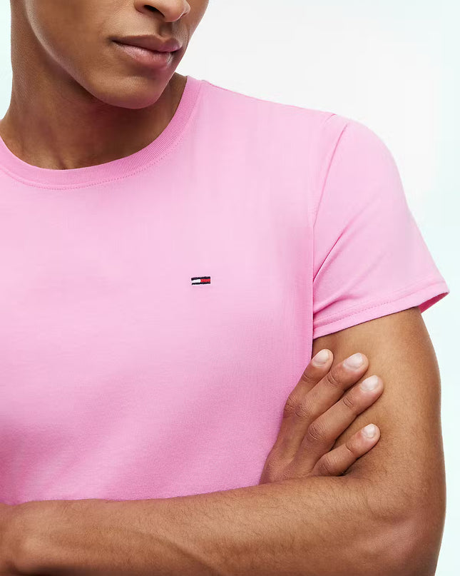 Tommy Jeans Flag Extra Slim Jersey T-Shirt - Pink Daisy