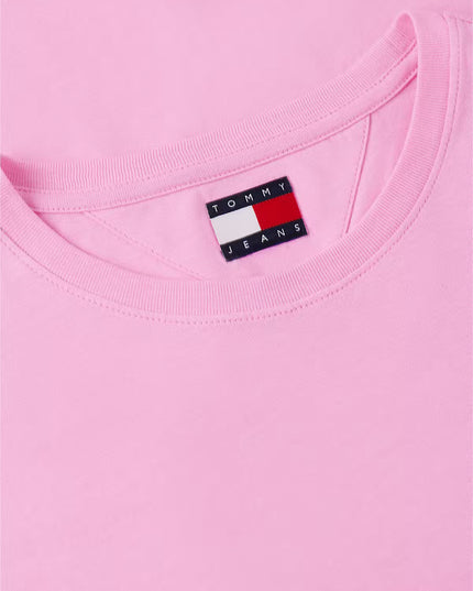 Tommy Jeans Flag Extra Slim Jersey T-Shirt - Pink Daisy