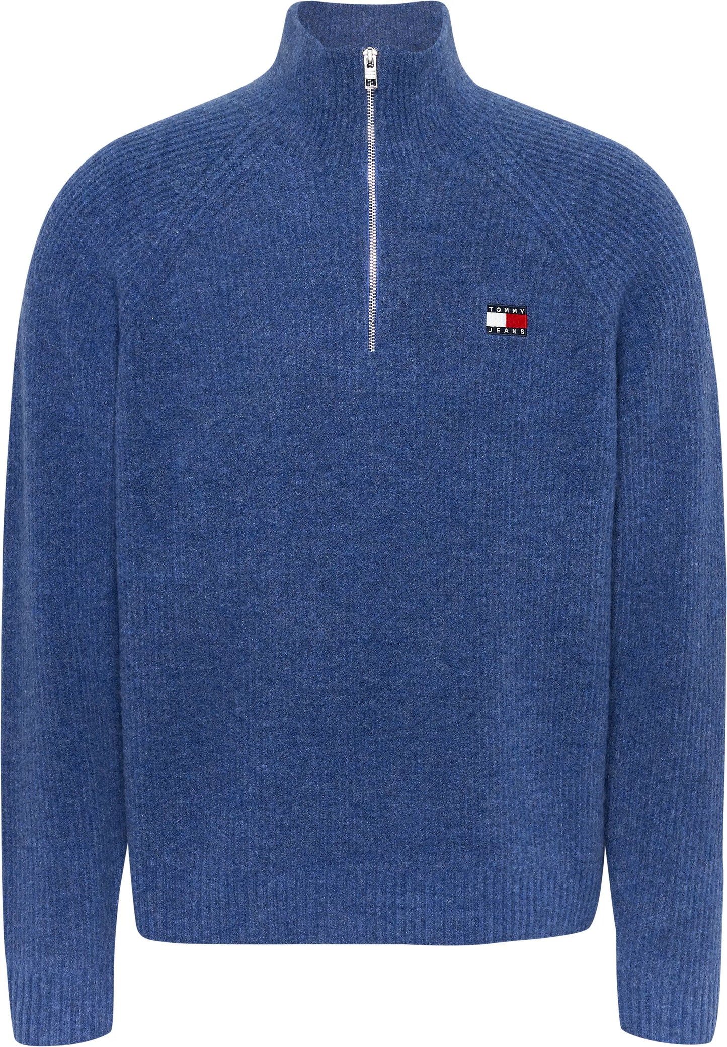 Tommy Jeans - Raglan Badge 1/2 Zip Sweater - Bright Blue Melange