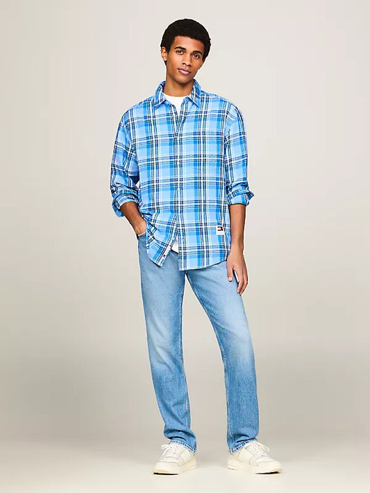 TJM CHECK PEACHED SHIRT EXT - BLUE CHECK