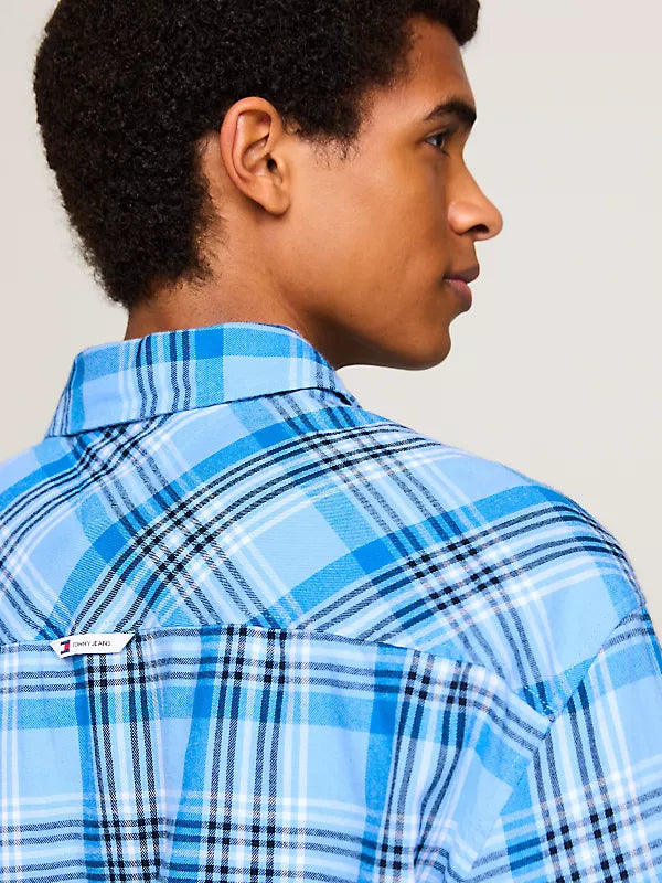 TJM CHECK PEACHED SHIRT EXT - BLUE CHECK