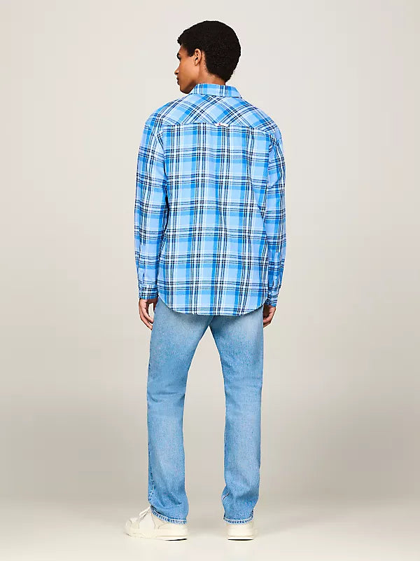 TJM CHECK PEACHED SHIRT EXT - BLUE CHECK