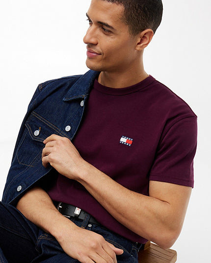 Tommy Flag Crew Neck T-Shirt in Calypso Berry