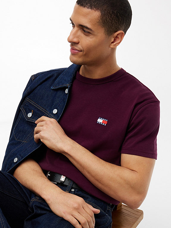Tommy Flag Crew Neck T-Shirt in Calypso Berry