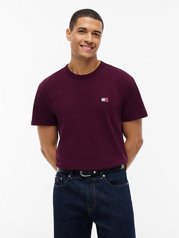 Tommy Flag Crew Neck T-Shirt in Calypso Berry