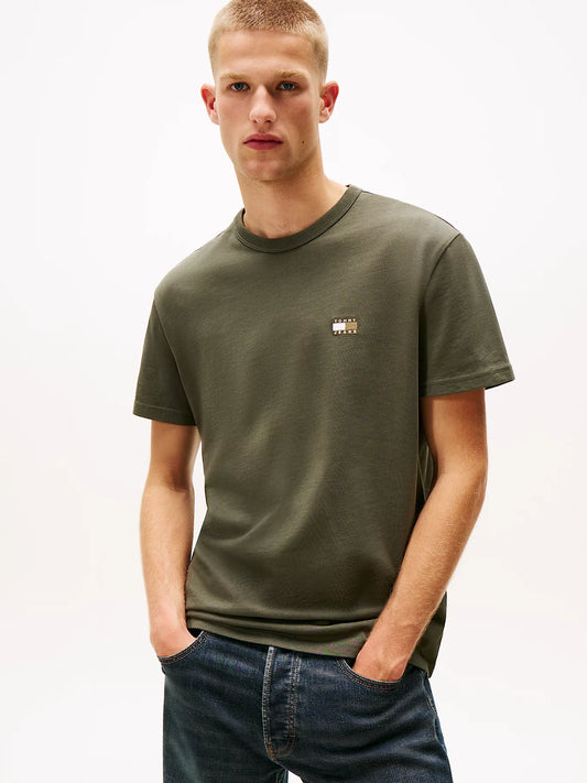 Tonal Tommy Badge Crew Neck T-Shirt - Pewter Green Tonal