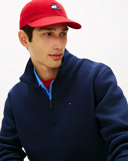 Tommy Flag Fleece Quarter-Zip Jumper - Dark Night Navy