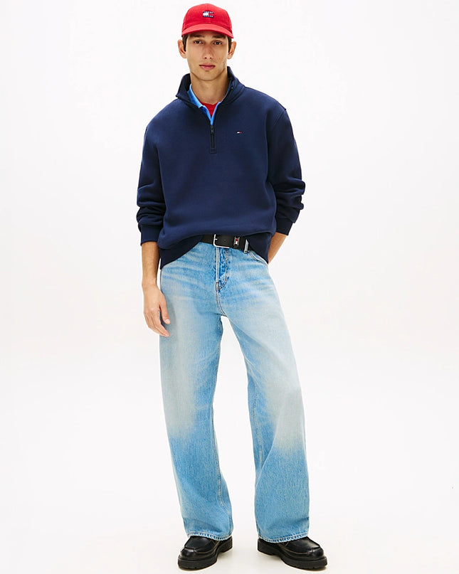 Tommy Flag Fleece Quarter-Zip Jumper - Dark Night Navy