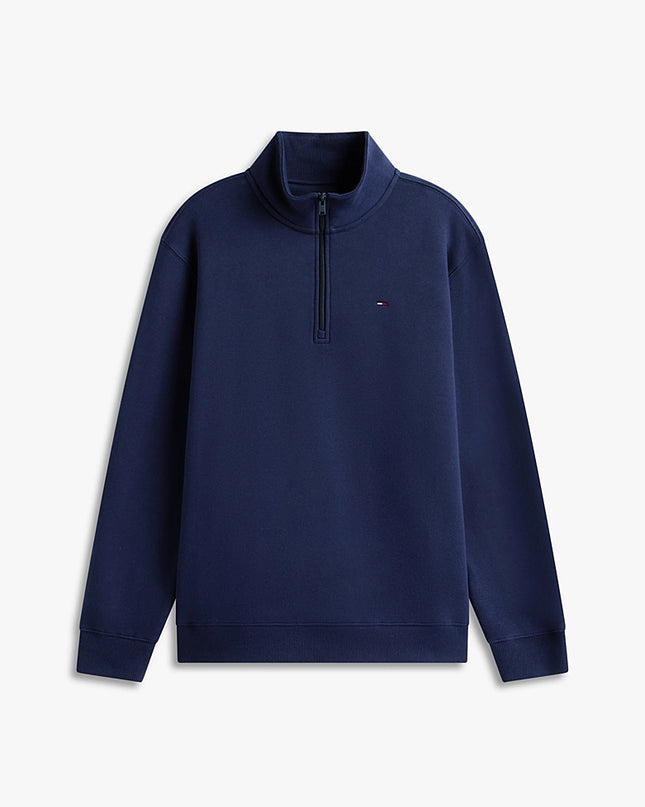Tommy Flag Fleece Quarter-Zip Jumper - Dark Night Navy