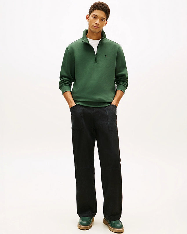 Tommy Flag Fleece 1/4 Zip Jumper - Shadow Pine