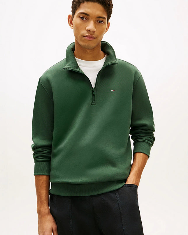 Tommy Flag Fleece 1/4 Zip Jumper - Shadow Pine