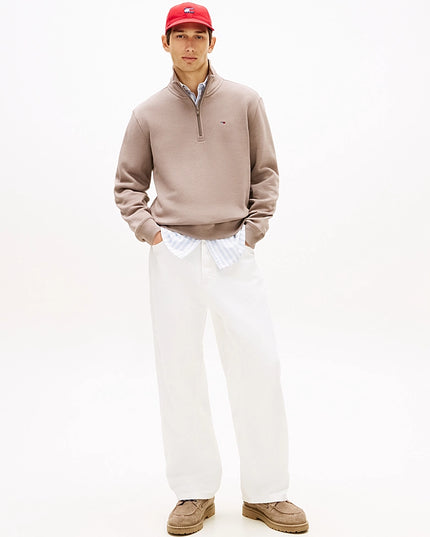 Tommy Flag Fleece 1/4 Zip Jumper - Ivy Mink