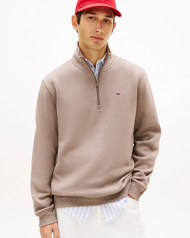 Tommy Flag Fleece 1/4 Zip Jumper - Ivy Mink