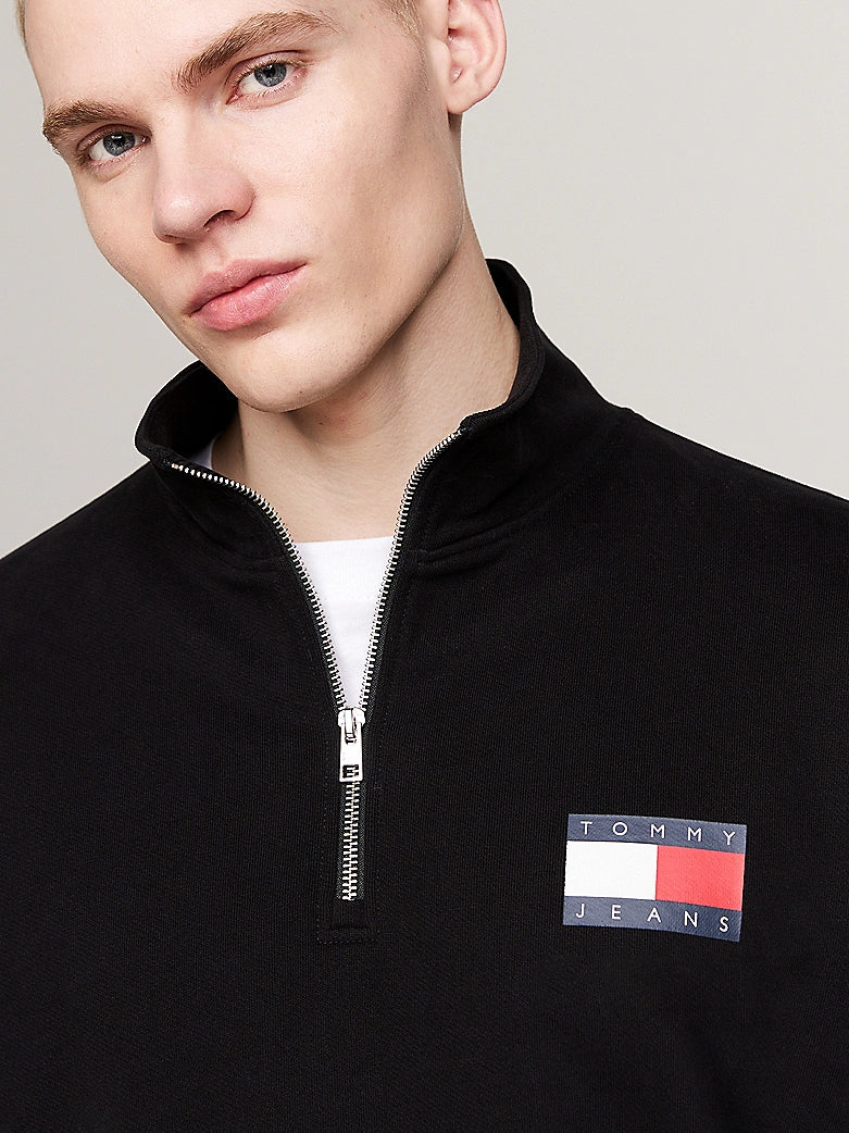 Tommy Jeans - Logo Entry Half Zip Sweatshirt - Black