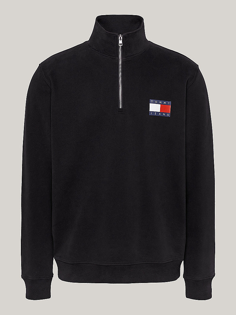 Tommy Jeans - Logo Entry Half Zip Sweatshirt - Black