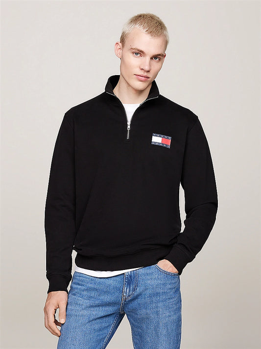 Tommy Jeans - Logo Entry Half Zip Sweatshirt - Black