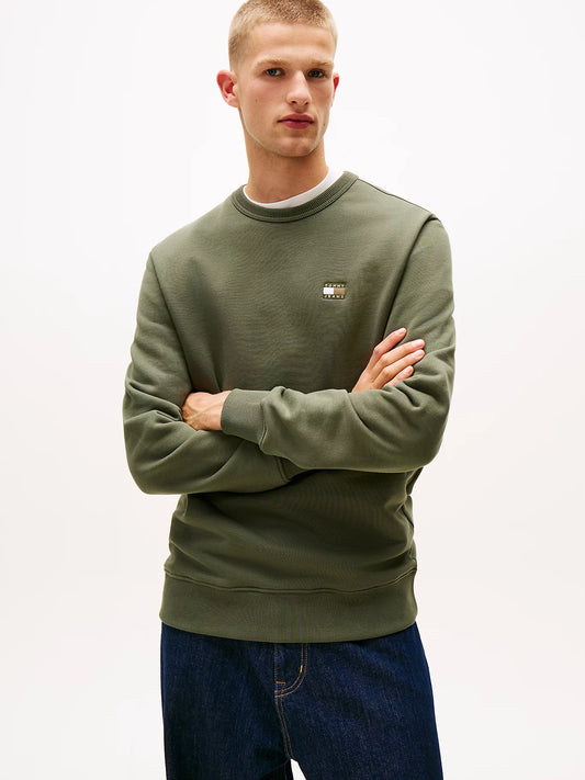 Tonal Tommy Badge Crew Neck Sweatshirt - Pewter Green Tonal
