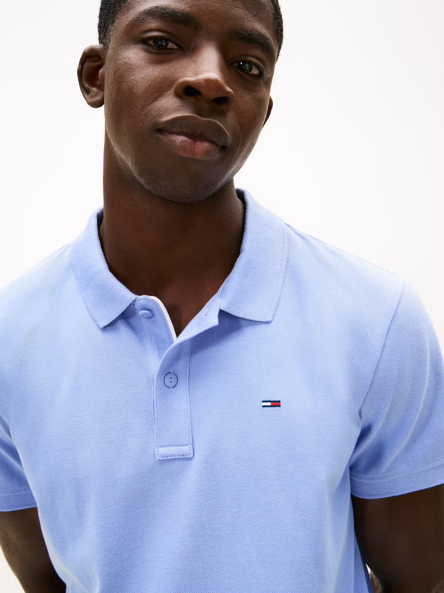Flag Slim Placket Polo Shirt - Nordic Iris