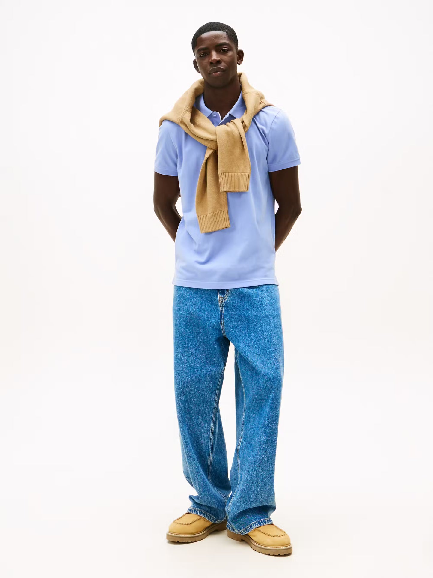 Flag Slim Placket Polo Shirt - Nordic Iris