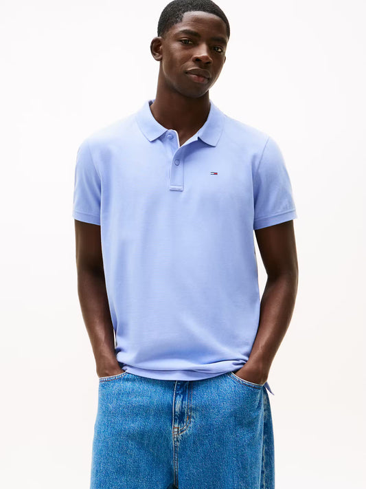 Flag Slim Placket Polo Shirt - Nordic Iris