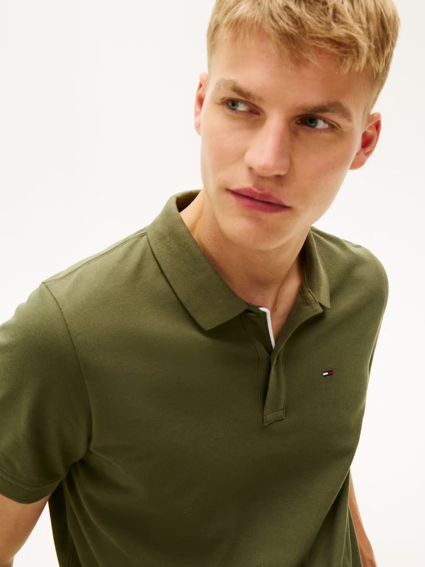 Flag Slim Placket Polo Shirt - Dark Greenery
