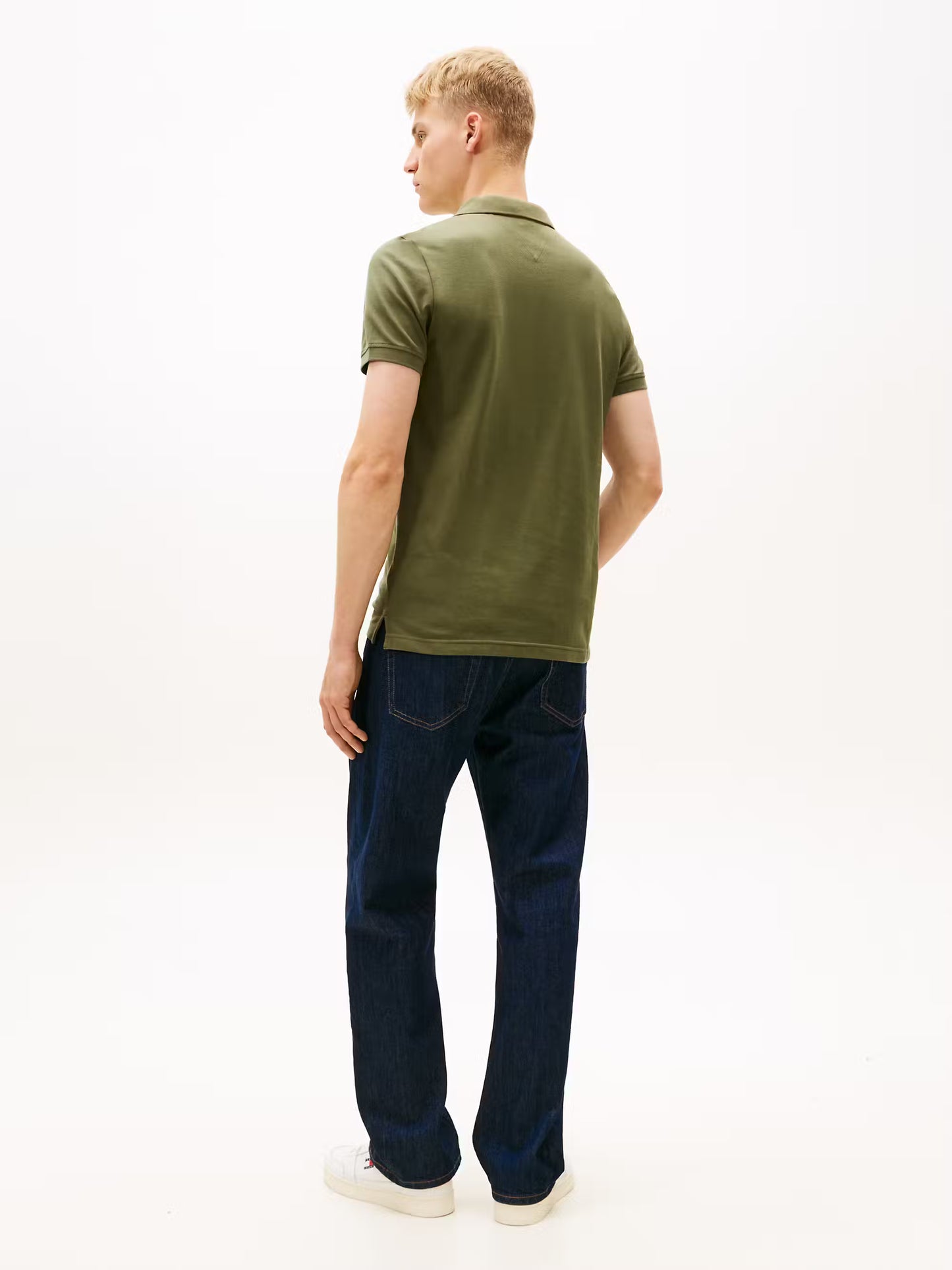 Flag Slim Placket Polo Shirt - Dark Greenery