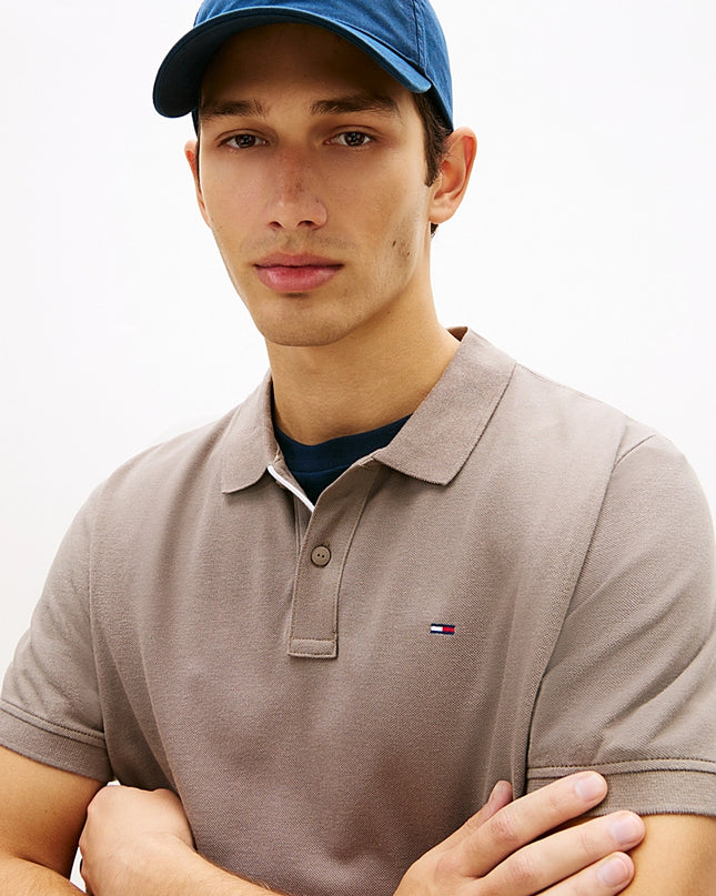 Tommy Flag Slim Fit Pique Polo Shirt -  Ivy Mink