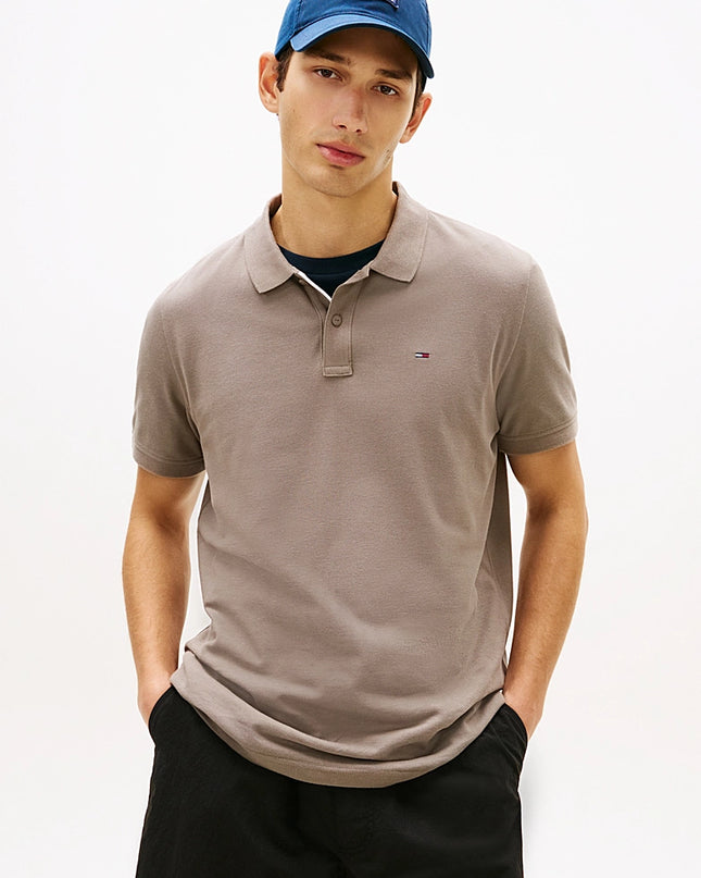 Tommy Flag Slim Fit Pique Polo Shirt -  Ivy Mink