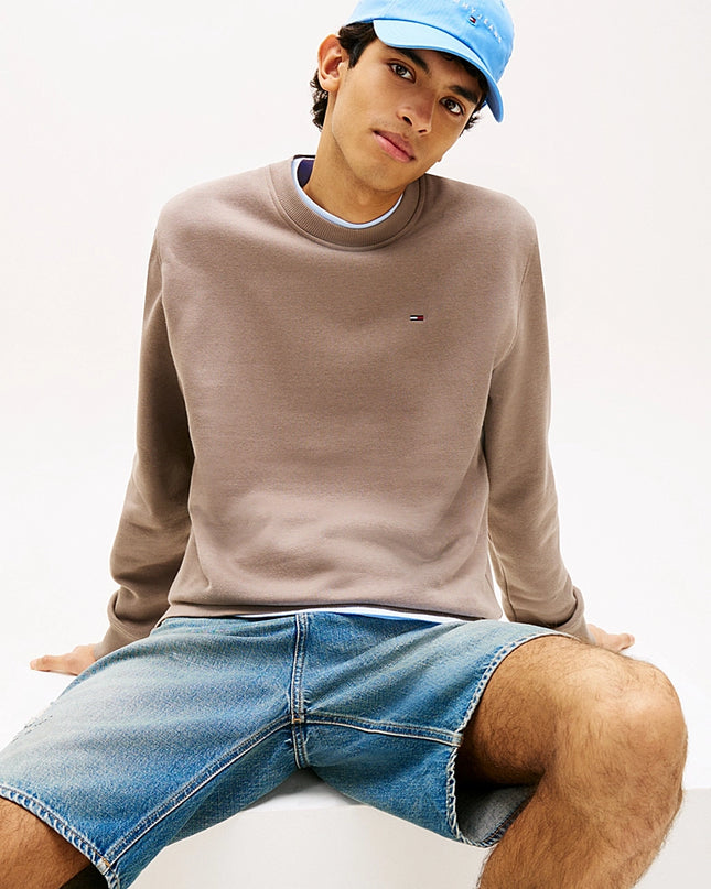 Tommy Flag Brushed Fleece Sweatshirt - Ivy Mink