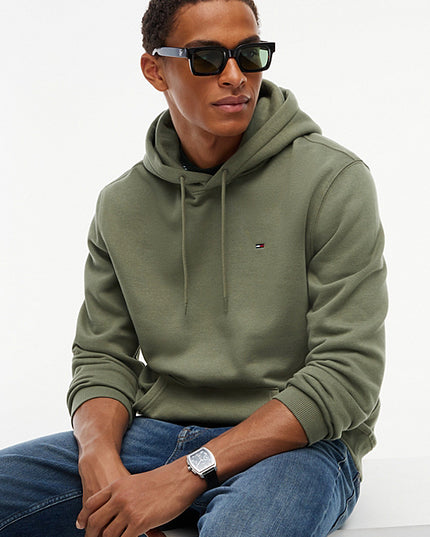 Flag Embroidery Fleece Drawstring Hoody Rocky Mountain