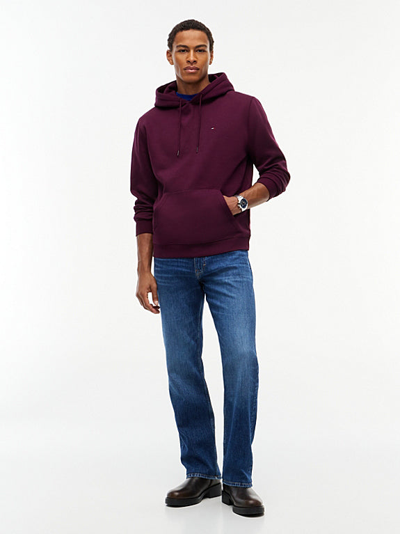 Flag Embroidery Fleece Drawstring Hoody Calypso Berry