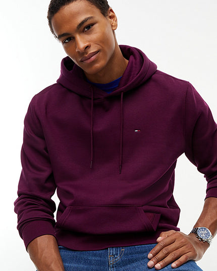 Flag Embroidery Fleece Drawstring Hoody Calypso Berry