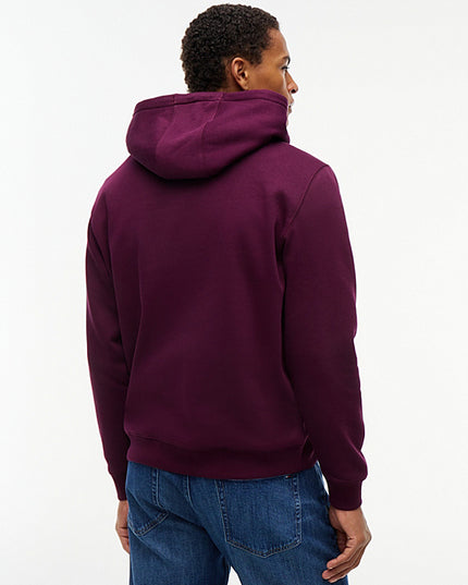 Flag Embroidery Fleece Drawstring Hoody Calypso Berry