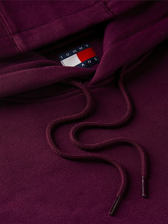 Flag Embroidery Fleece Drawstring Hoody Calypso Berry