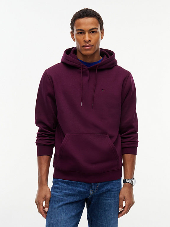Flag Embroidery Fleece Drawstring Hoody Calypso Berry