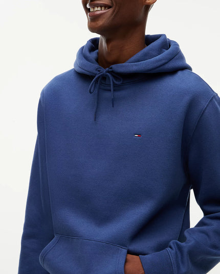 Flag Embroidery Fleece Drawstring Hoody - Basic Navy