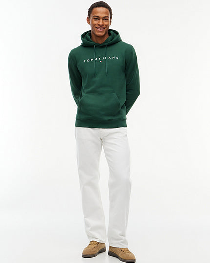 Tommy Jeans Linear Logo Hoodie in Velvet Green