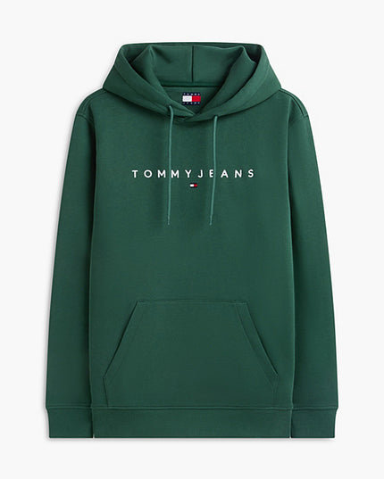Tommy Jeans Linear Logo Hoodie in Velvet Green
